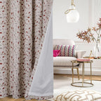 Floral Jacquard Curtains Pencil Pleat Lined Curtain