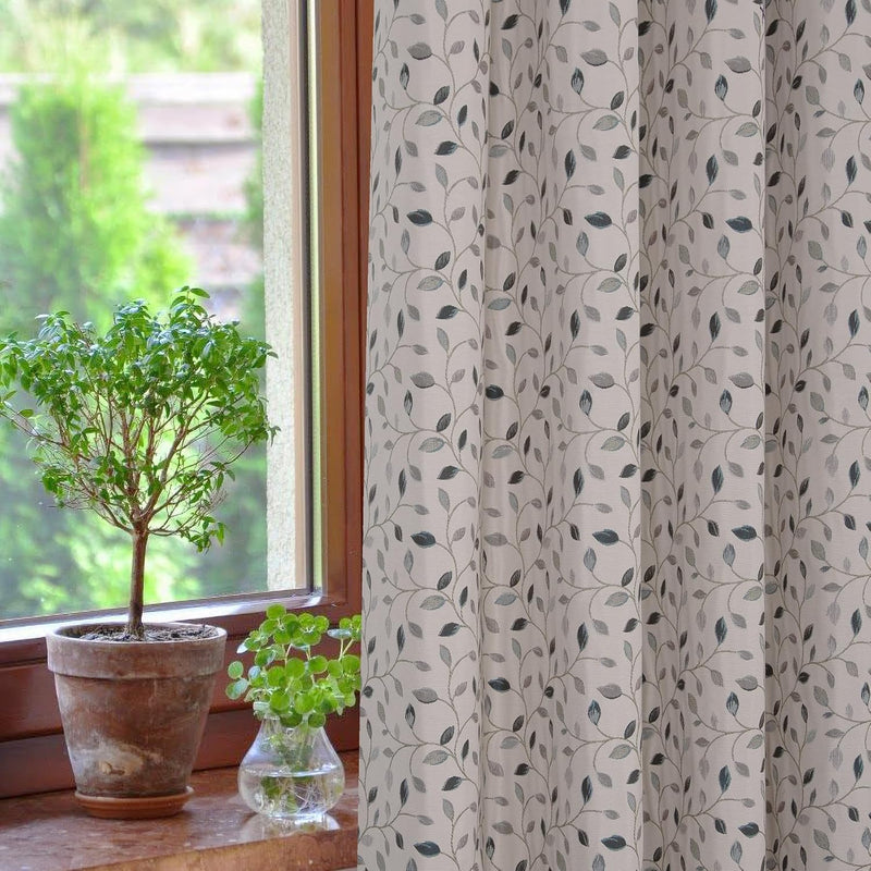 Floral Jacquard Curtains Pencil Pleat Lined Curtain