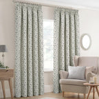 Floral Jacquard Curtains Pencil Pleat Lined Curtain