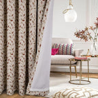 Floral Jacquard Curtains Pencil Pleat Lined Curtain