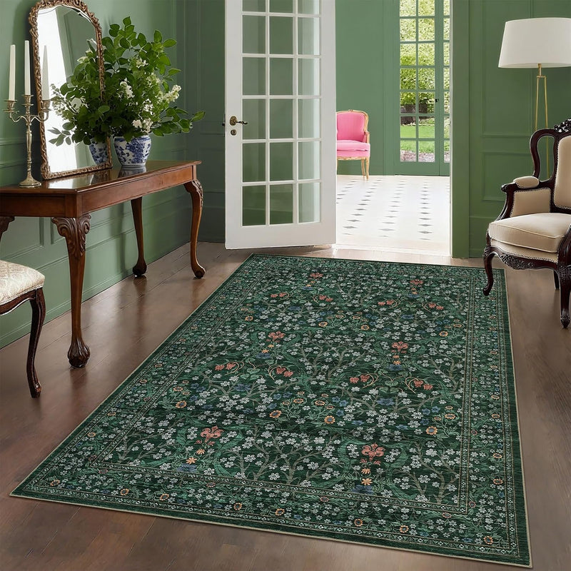 Floral Large Rugs Washable for Living Room