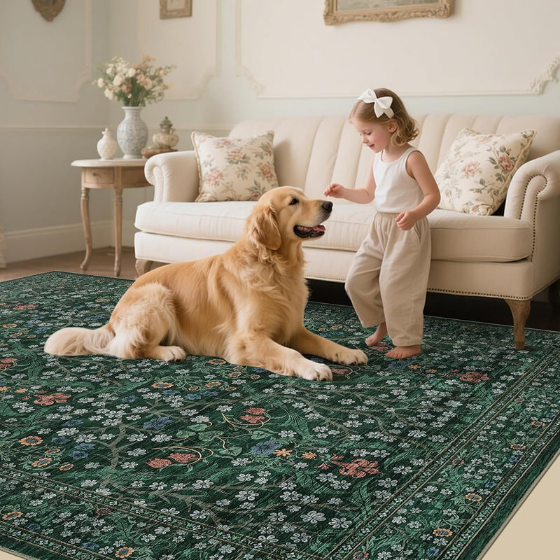Floral Large Rugs Washable for Living Room