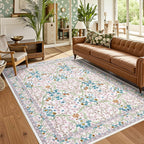 Floral Large Rugs Washable for Living Room