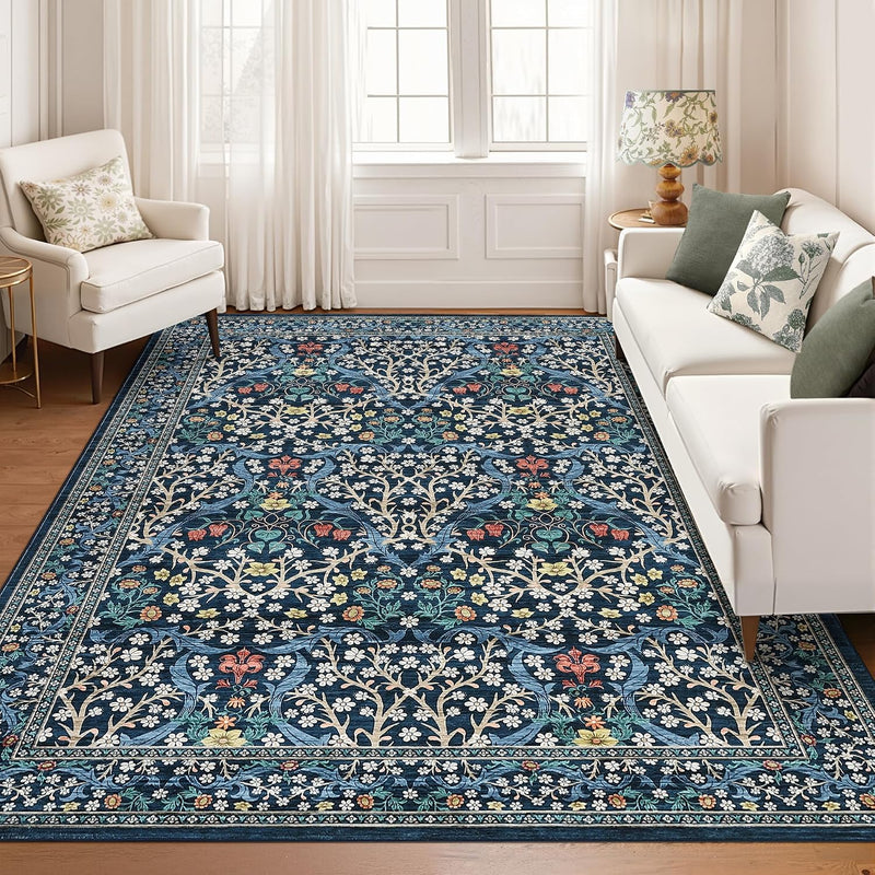 Floral Large Rugs Washable for Living Room
