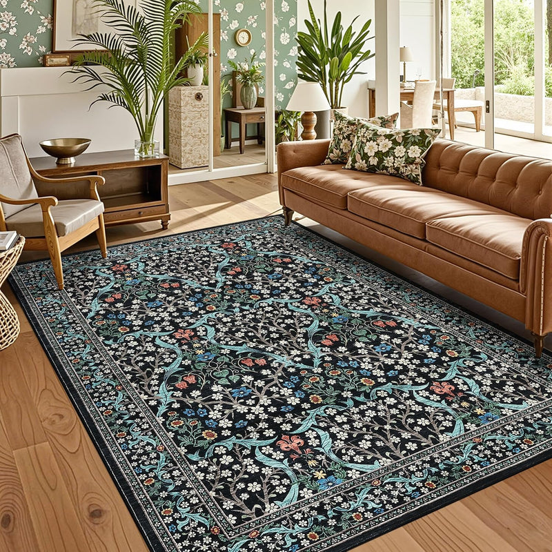 Floral Large Rugs Washable for Living Room