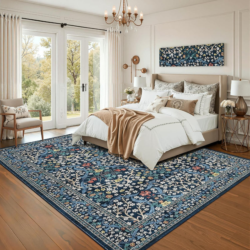 Floral Large Rugs Washable for Living Room