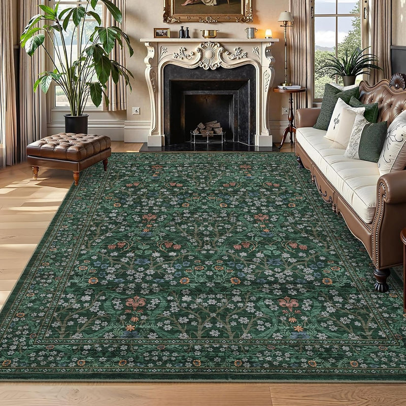 Floral Large Rugs Washable for Living Room