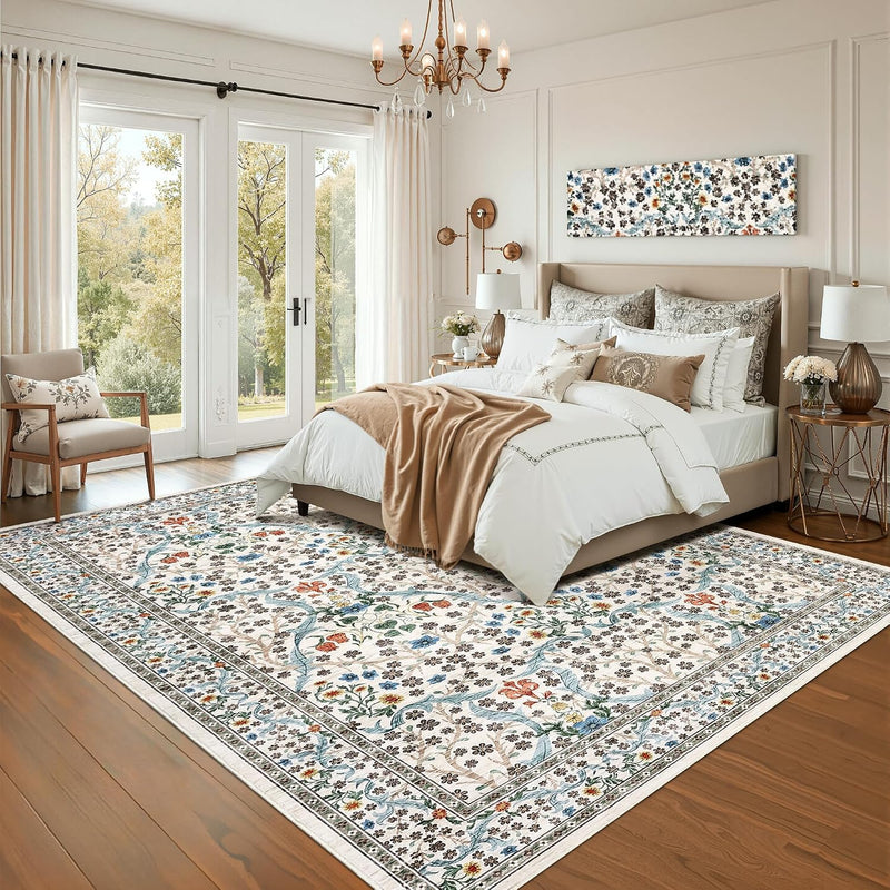 Floral Large Rugs Washable for Living Room