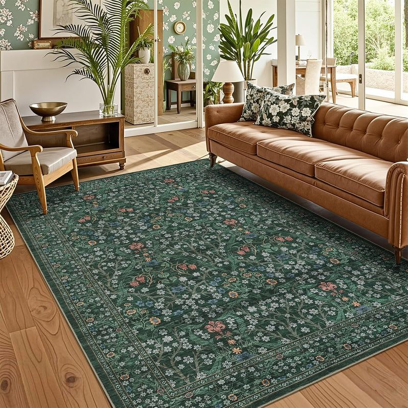 Floral Large Rugs Washable for Living Room
