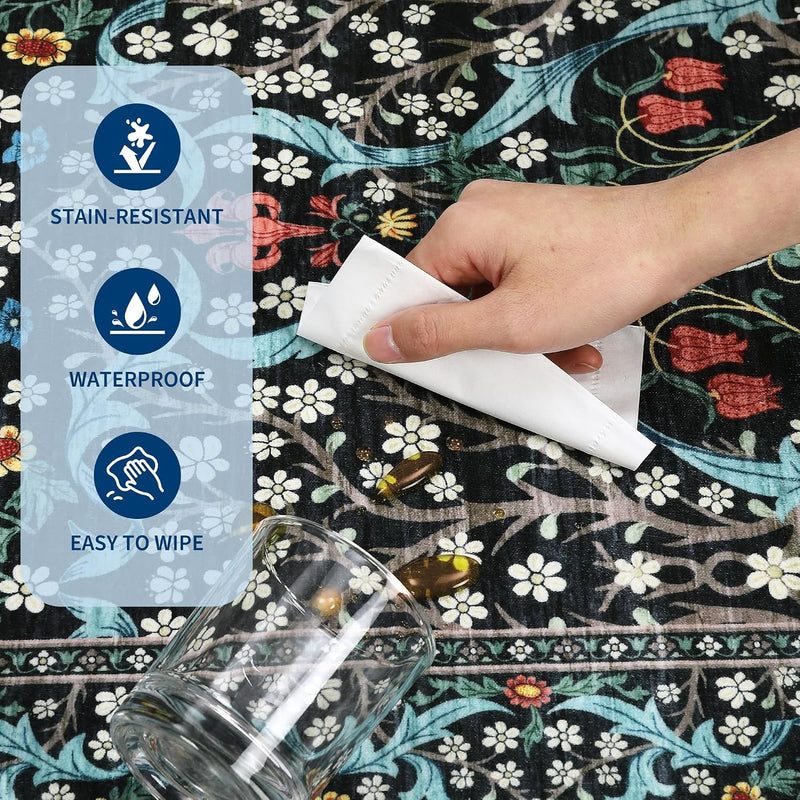 Floral Large Rugs Washable for Living Room