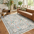Floral Large Rugs Washable for Living Room