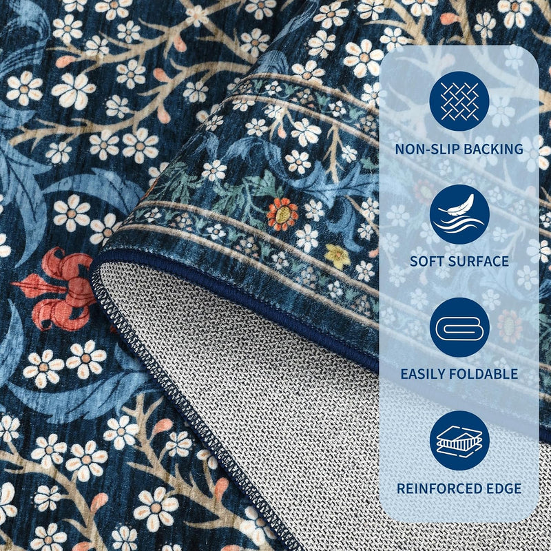 Floral Large Rugs Washable for Living Room