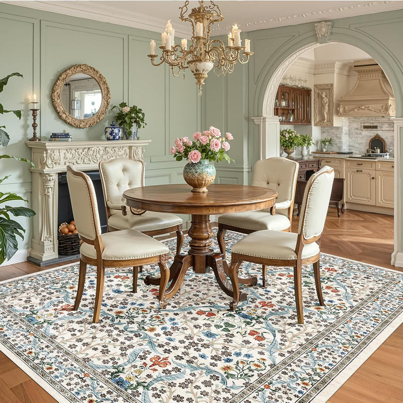 Floral Large Rugs Washable for Living Room