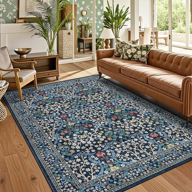 Floral Large Rugs Washable for Living Room