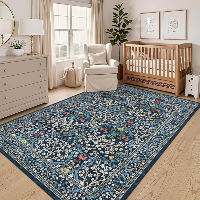 Floral Large Rugs Washable for Living Room