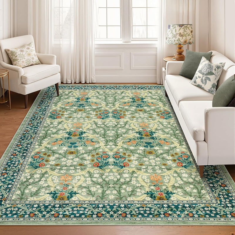 Floral Large Rugs Washable for Living Room