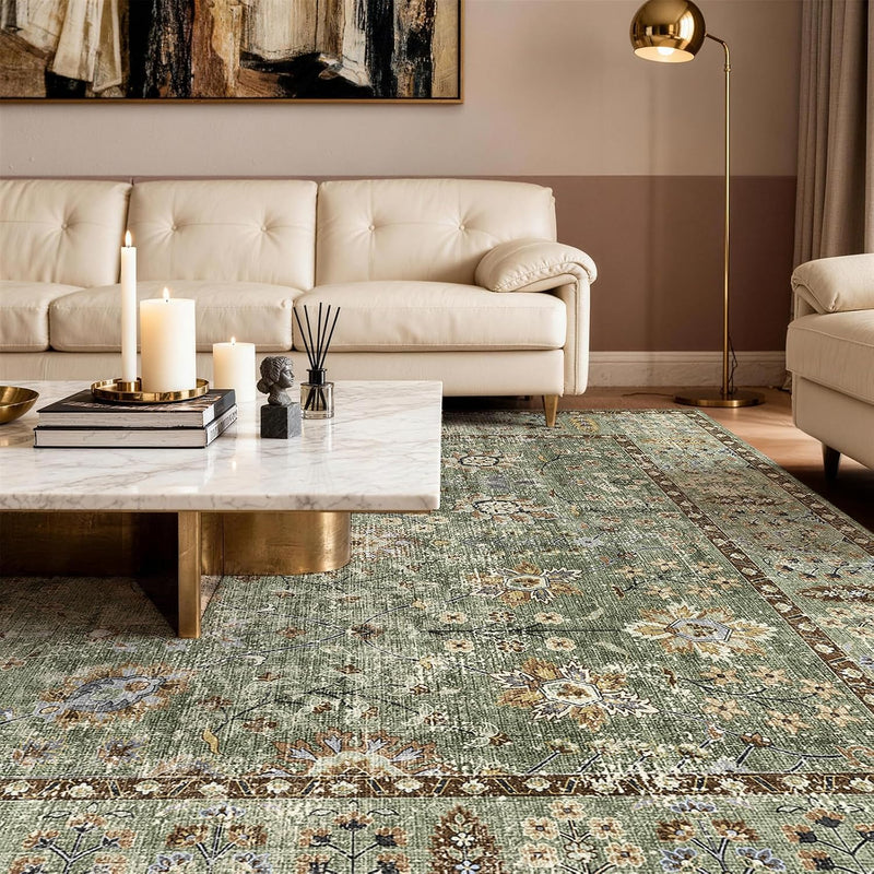 Floral Large Washable Rugs Living Room Lattice