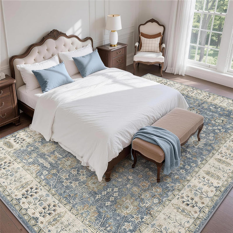 Floral Large Washable Rugs Living Room Lattice