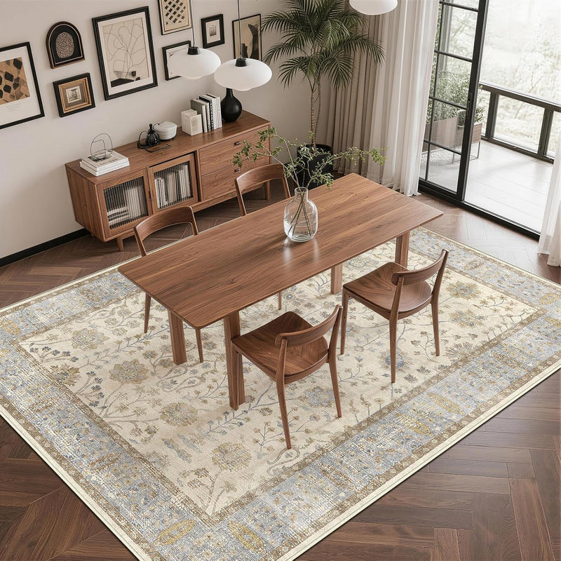 Floral Large Washable Rugs Living Room Lattice