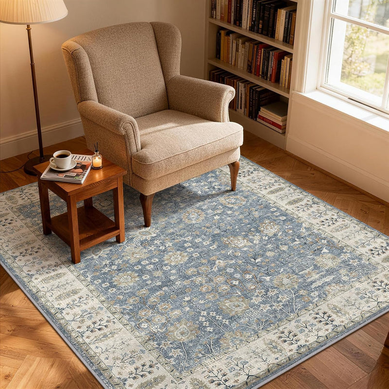 Floral Large Washable Rugs Living Room Lattice