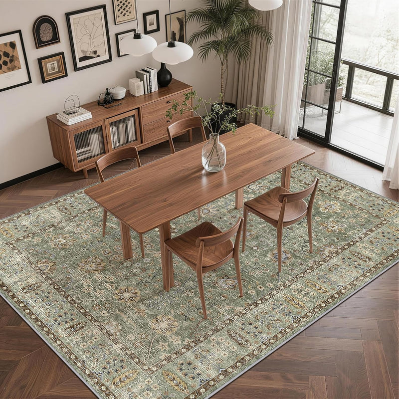 Floral Large Washable Rugs Living Room Lattice