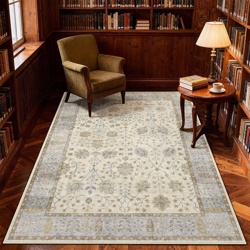 Floral Large Washable Rugs Living Room Lattice