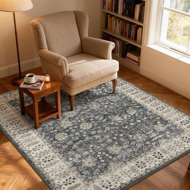 Floral Large Washable Rugs Living Room Lattice