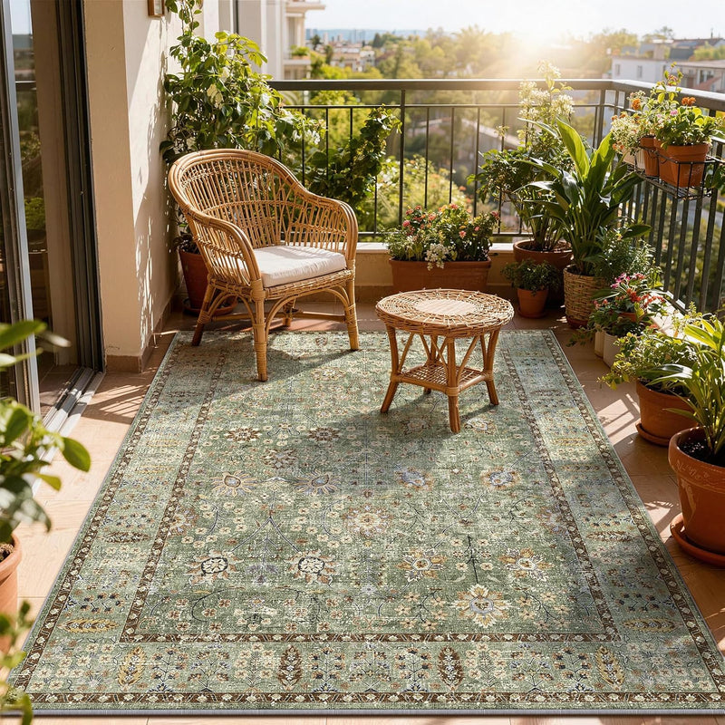 Floral Large Washable Rugs Living Room Lattice