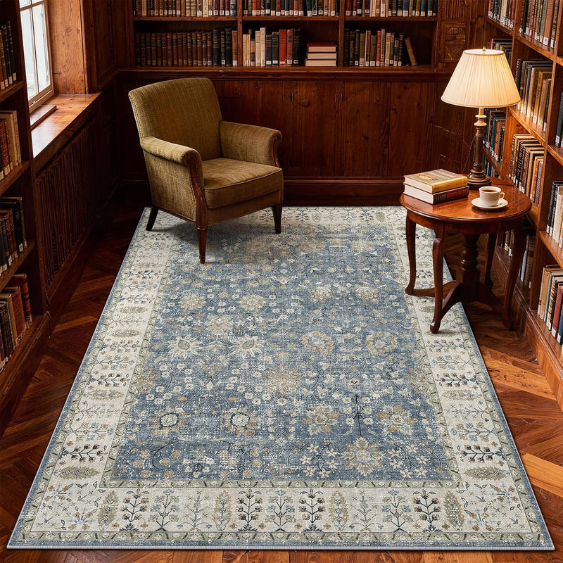 Floral Large Washable Rugs Living Room Lattice