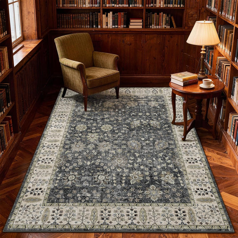 Floral Large Washable Rugs Living Room Lattice