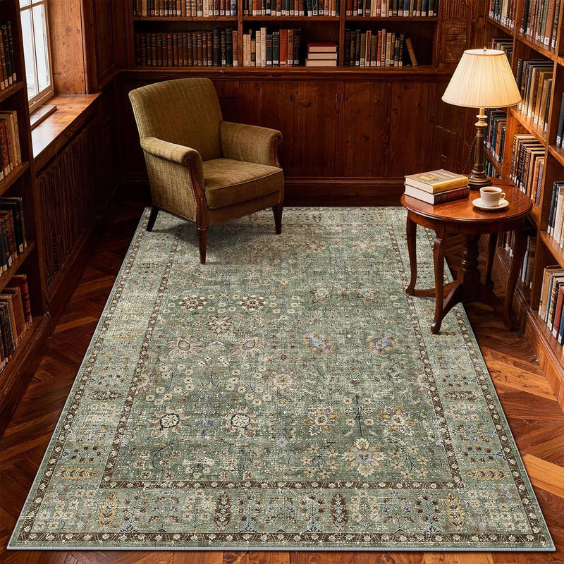 Floral Large Washable Rugs Living Room Lattice