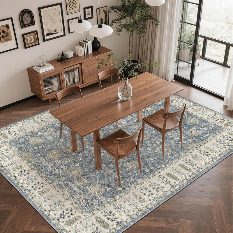 Floral Large Washable Rugs Living Room Lattice