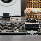 Floral Living Room Rug Washable Low