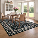 Floral Living Room Rug Washable Low