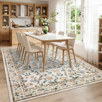 Floral Living Room Rug Washable Low
