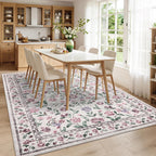 Floral Living Room Rug Washable Low