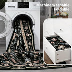 Floral Living Room Rug Washable Low
