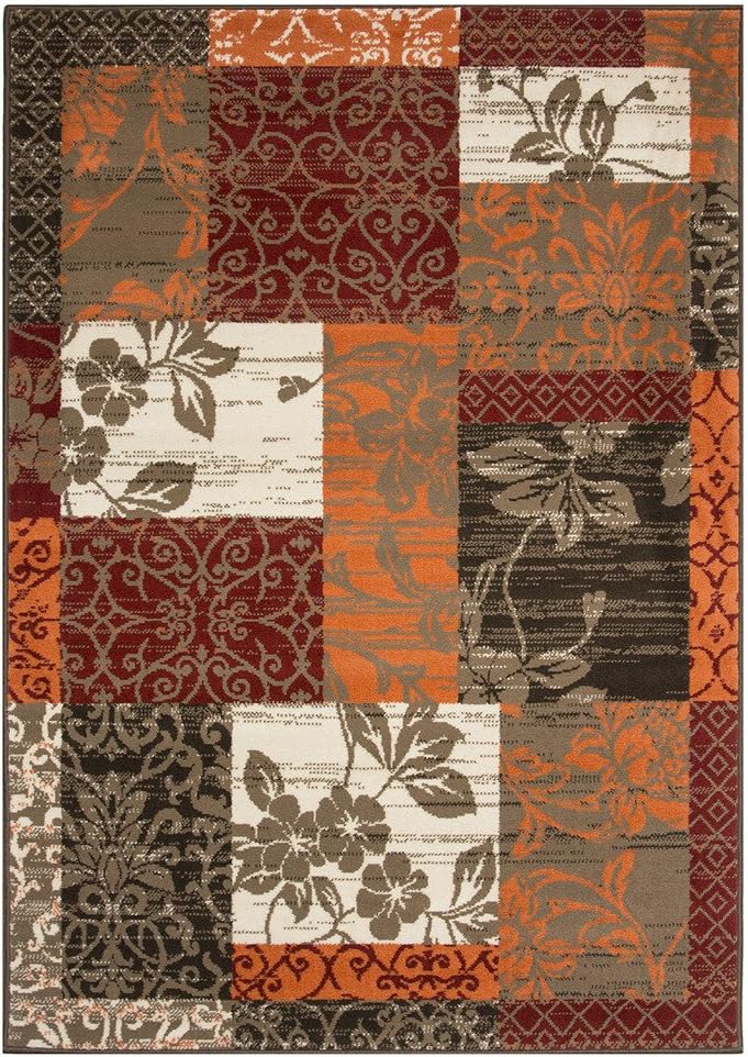 Milan Floral Patchwork Living Room Accent Area Rug