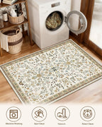 Floral Rugs for Living Room Boho Washable Area