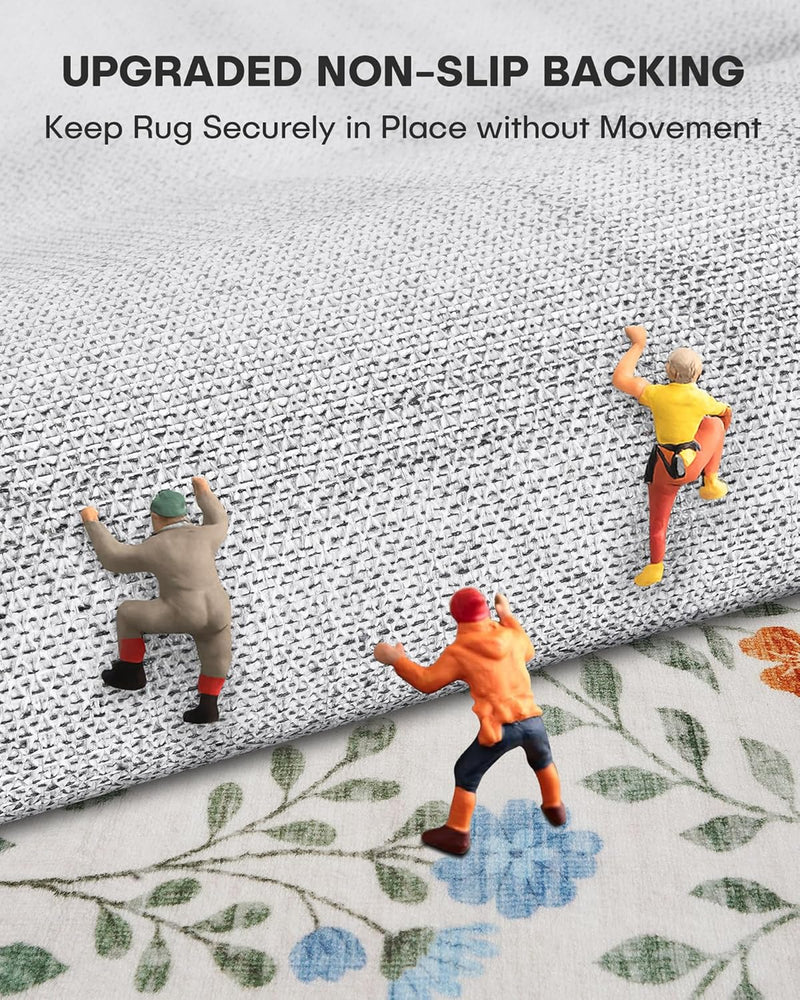 Floral Large Washable Rugs Living Room Lattice