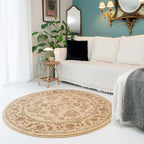 Floral Traditional Table Lounge Living Room Circle Rug