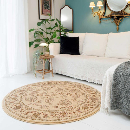 Floral Traditional Table Lounge Living Room Circle Rug