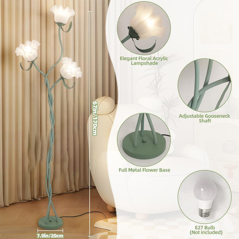 Flower Floor Lamp for Living Room 3 Light