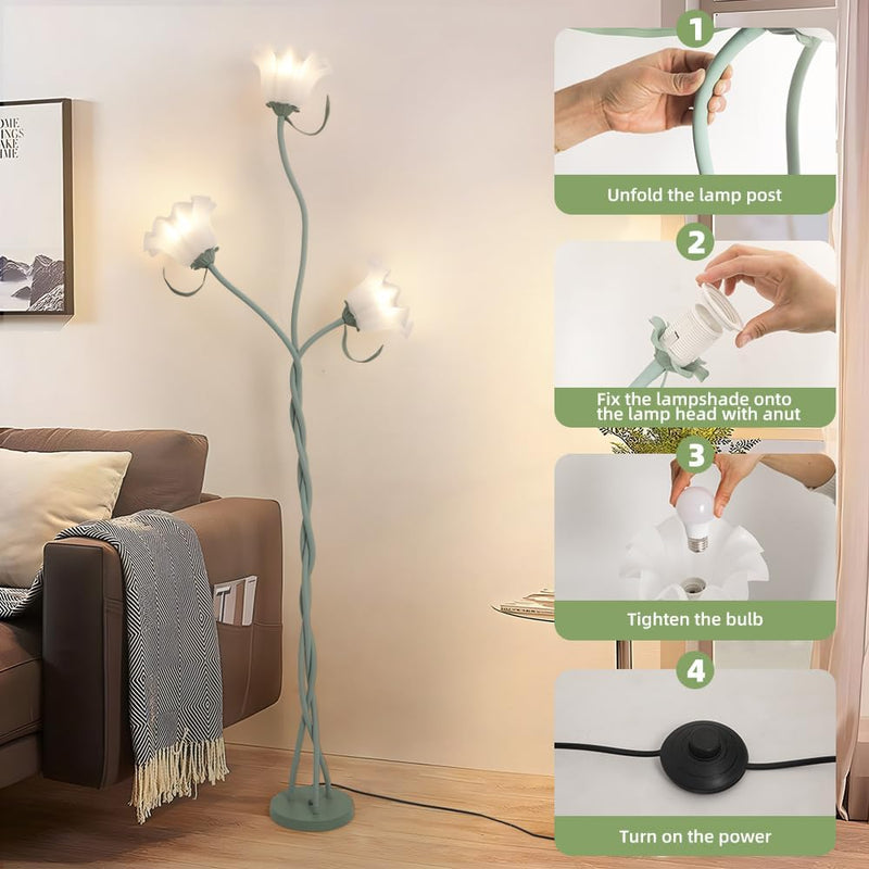 Flower Floor Lamp for Living Room 3 Light