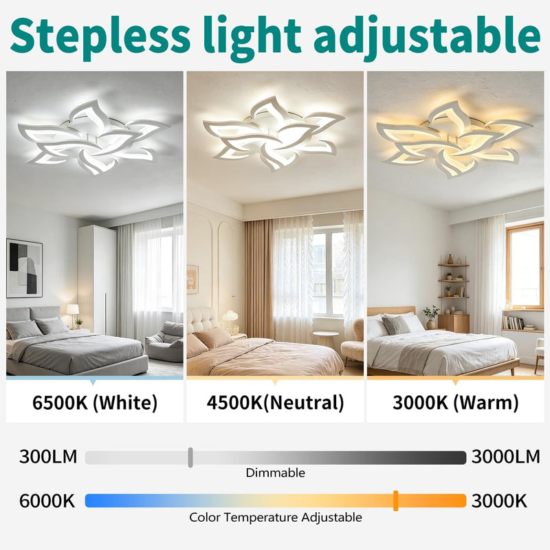 Flower Shaped LED Ceiling Light Dimmable Modern Lamp