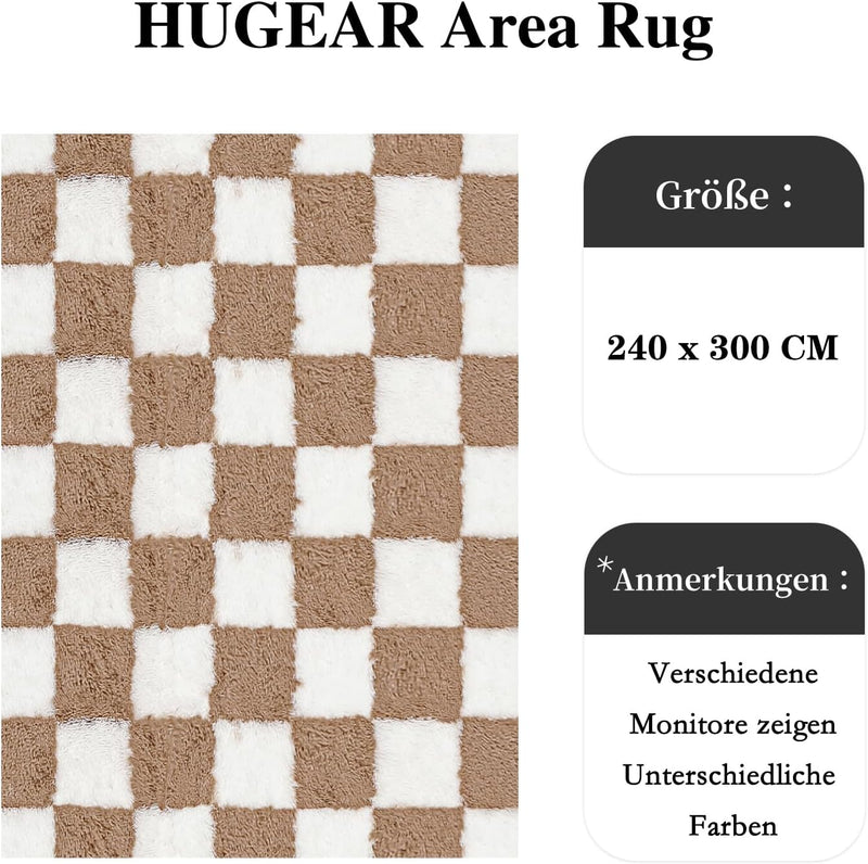 Fluffy Checkered Rugs Living Room Large Area Rug