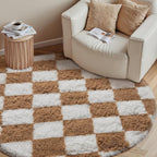 Fluffy Checkered Rugs Living Room Large Area Rug