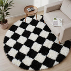 Fluffy Checkered Rugs Living Room Large Area Rug