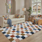 Fluffy Checkered Rugs Living Room Large Area Rug