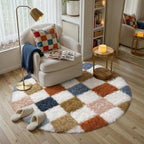 Fluffy Checkered Rugs Living Room Large Area Rug